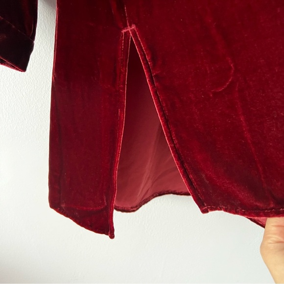 NWT Eileen Fisher Dark Cranberry Velvet Tunic Button Down Blouse Small - Picture 6 of 13